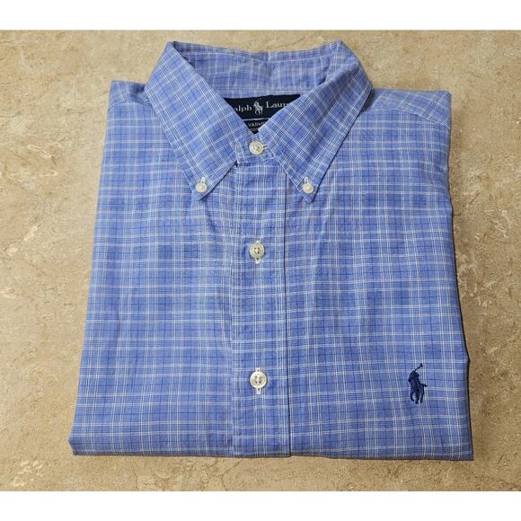 Ralph Lauren Mens L 16 1/2 34/35 Cotton Checks Polo Pony Yarmouth Shirt Preppy - Picture 1 of 8